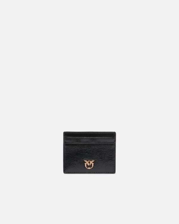 Portacarte in pelle shiny con logo