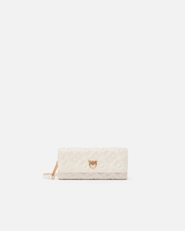 Portafoglio rettangolare in pelle Monogram con tracolla