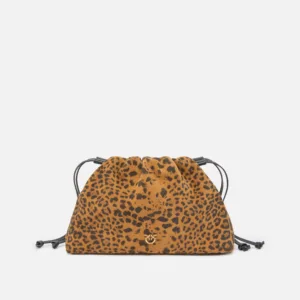 Clutch a spalla piccola in suede con stampa leopardata