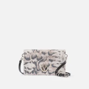Pochette a tracolla piccola Love Bag Click Soft Horizontal Mini in suede stampa pitone