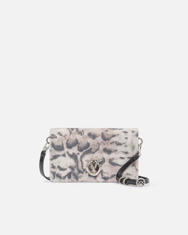 Pochette a tracolla piccola Love Bag Click Soft Horizontal Mini in suede stampa pitone