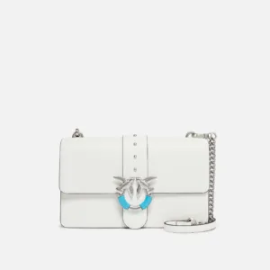Borsa a spalla media Love Bag One in pelle con fibbia turchese
