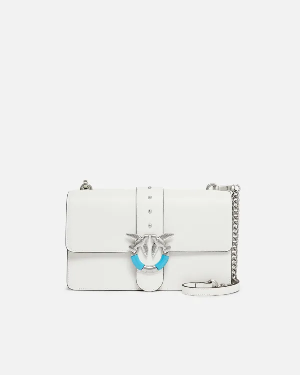 Borsa a spalla media Love Bag One in pelle con fibbia turchese