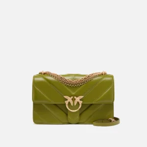 Borsa a spalla media Love Bag One in pelle e nappa chevron con tripla catena