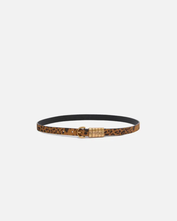 Cintura in suede con stampa leopardata 2 cm