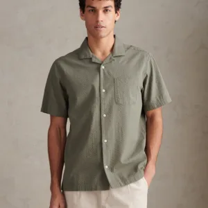 USPA Seersucker Revere SS Shirt Mulled Basil