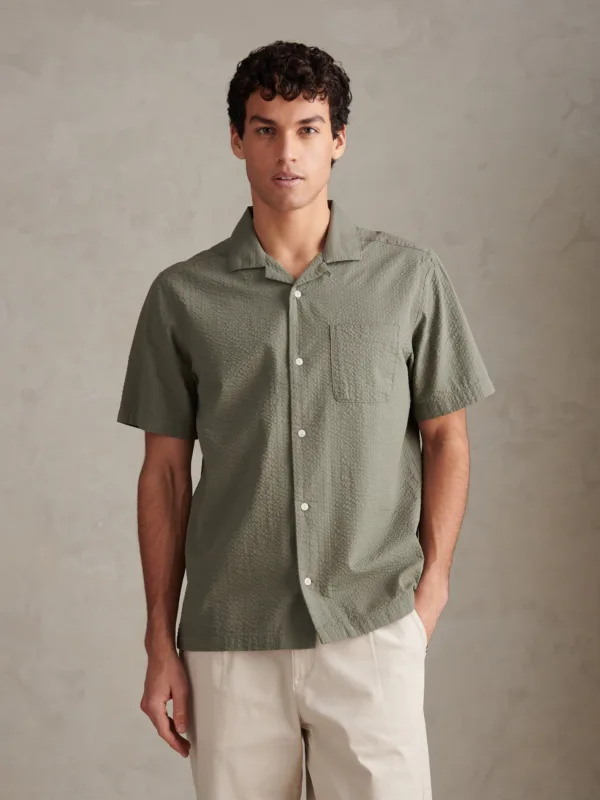 USPA Seersucker Revere SS Shirt Mulled Basil