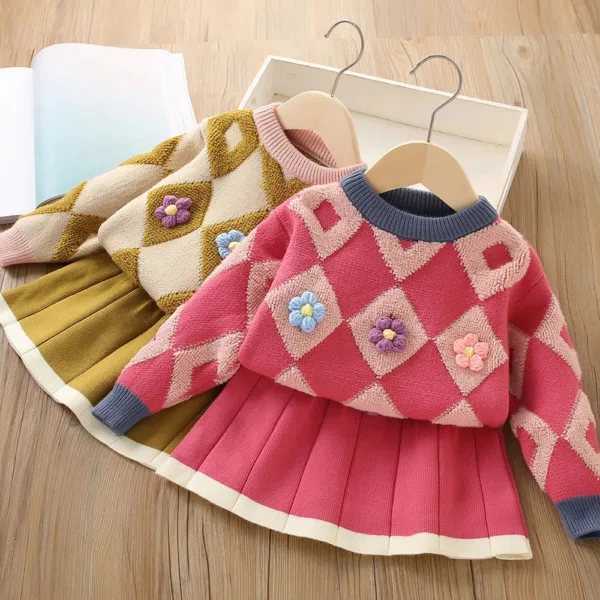 Mini Fashion™ - Sweterek i spódniczka vintage - Odzież dziecięca